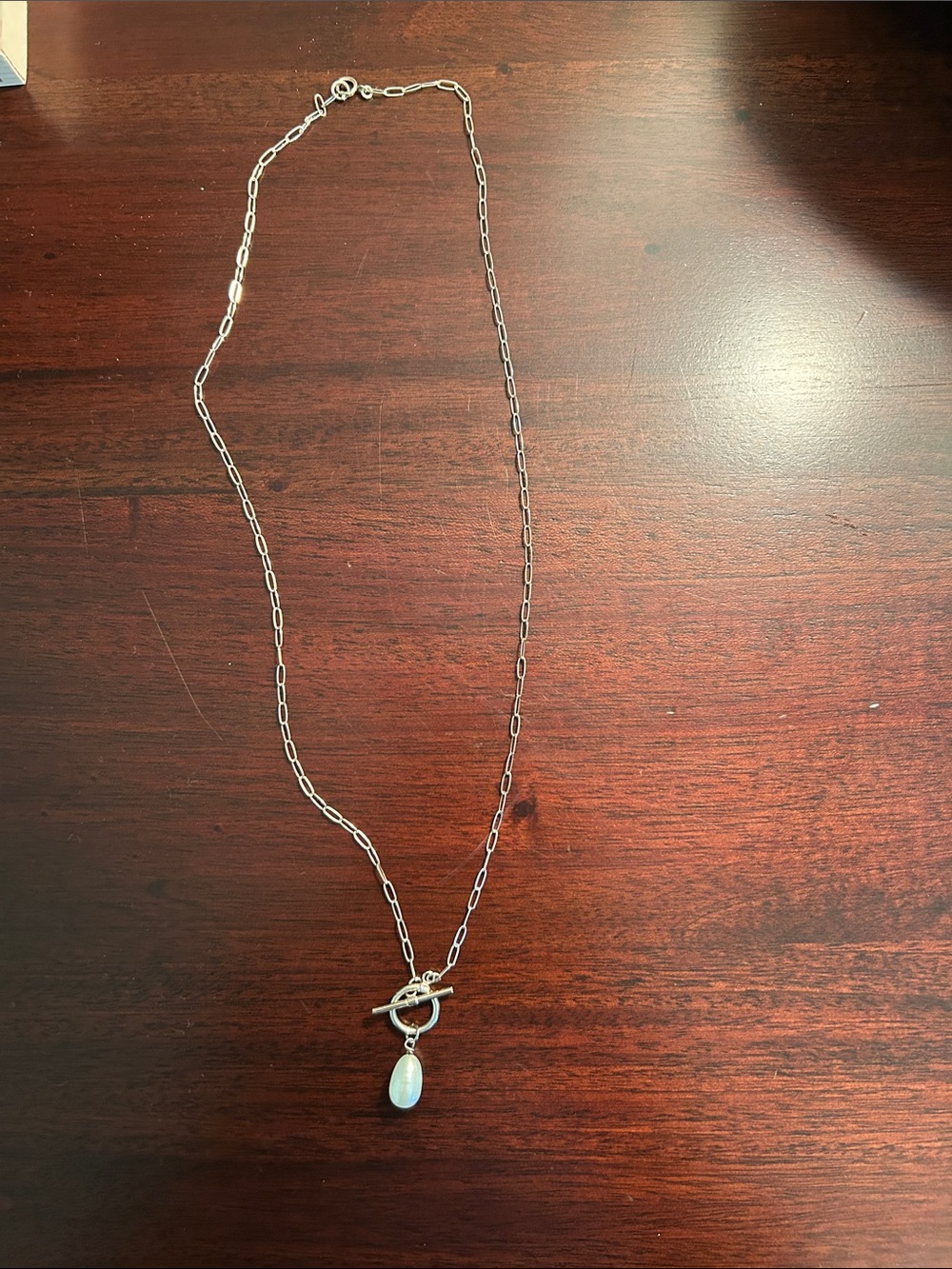 Handmade Silver Chain Necklace with Pearl Pendant